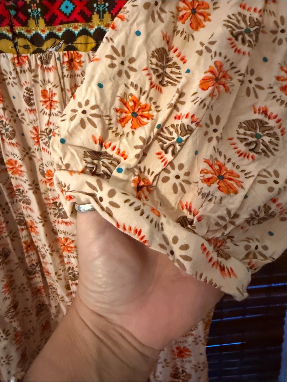 Umgee Boho dress Tunic with southwestern Embroidered Yoke - Picture 6 of 10